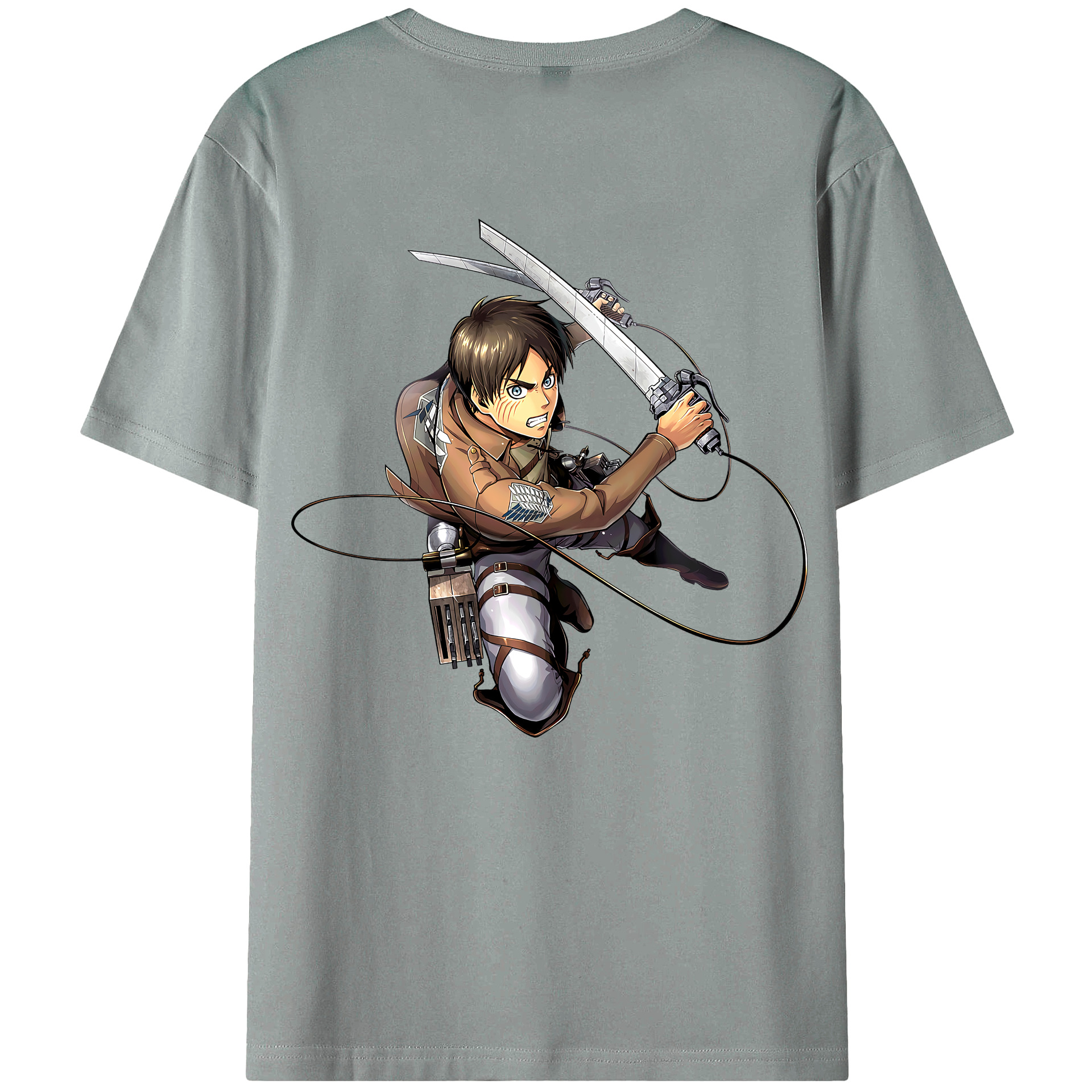 （画像用） 進撃の巨人 エレン･イェーガー Attack on Titan Eren Jäger 綿100％ メンズ半袖Tシャツ（バックプリント） 通気性